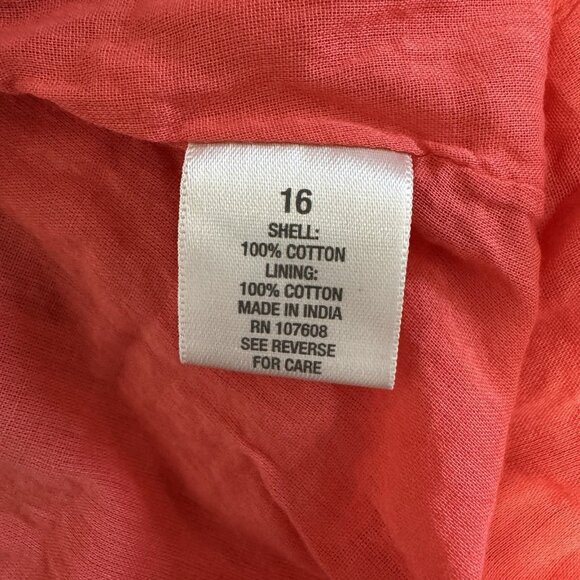 Dressbarn Dress 16 Eyelet Lace Smocked Pink 100% Cotton Square Neck Boho - Picture 9 of 11